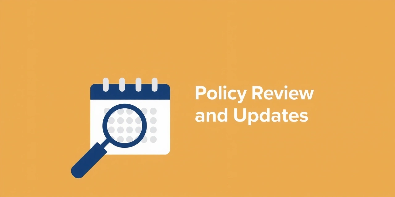 Ilustrație cu un calendar și o lupă, simbolizând revizuirea și actualizarea politicilor